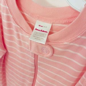 organic cotton ankle cuffs 1pc sleeper Hanna Andersson rosebud white stripes